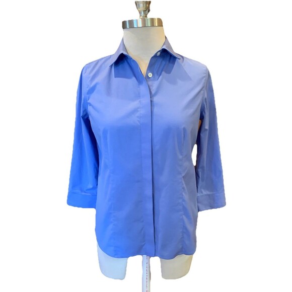 Talbots Wrinkle Resistant Shirt  Top Sz 4 Petite Button Up Office Preppy Stretch - Picture 1 of 10